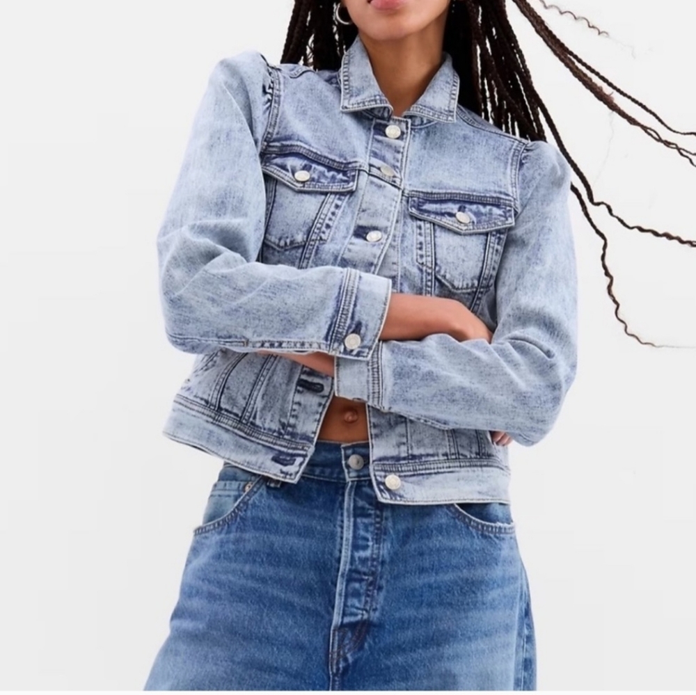 Gap puff sleeve denim jacket